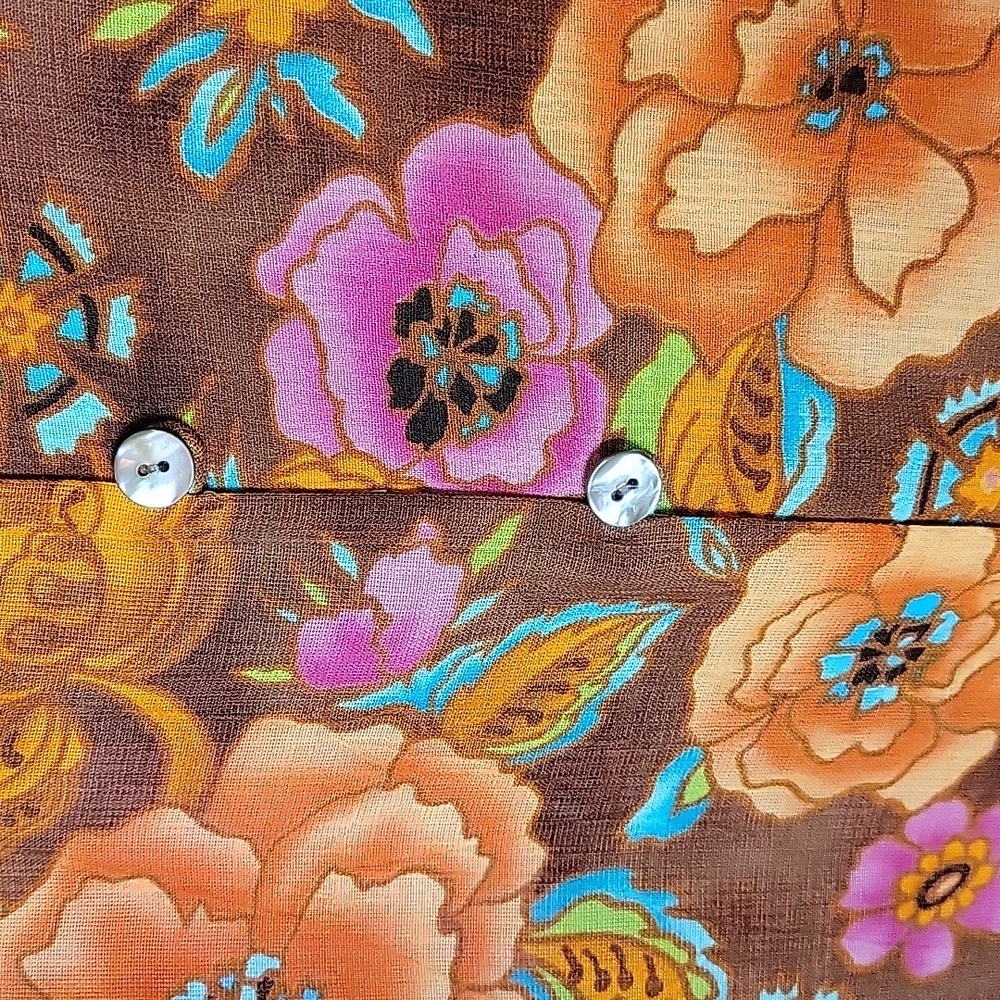 Crazy Horse Blouse New Floral Small Brown Orange Pink Green Blue - Picture 3 of 5